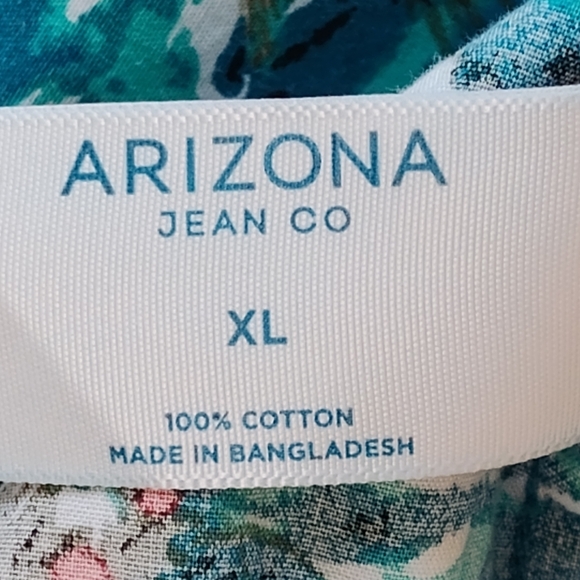 Arizona Jean Co Men's Blue Multi Hawaiian Print Short Sleeve Button Up | Size XL - Picture 7 of 7